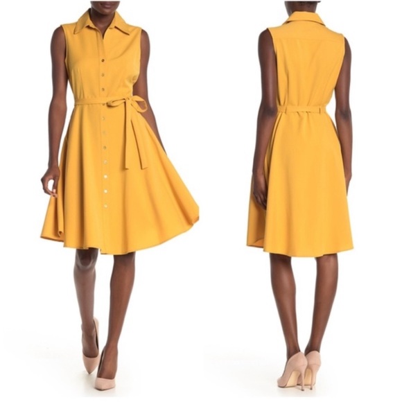 Sharagano Dresses & Skirts - Sharagano - Belted, Button Down, Midi, Classic collar Dress NWT
